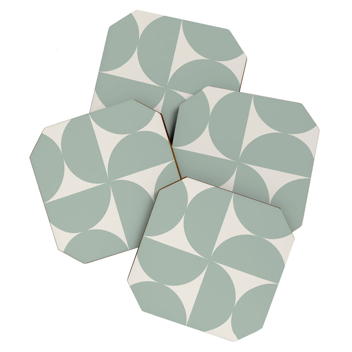 Bauhaus Mid Century Modern Geometric XII Sage Green Coaster Gallery Image 1