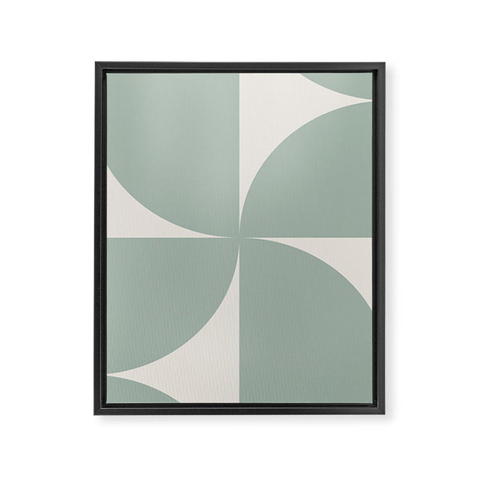 Bauhaus Mid Century Modern Geometric XII Sage Green Framed Canvas Print Gallery Image 1