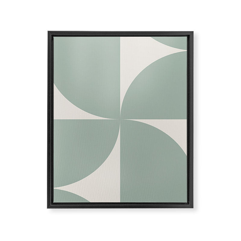 Bauhaus Mid Century Modern Geometric XII Sage Green Framed Canvas Print Gallery Image 8