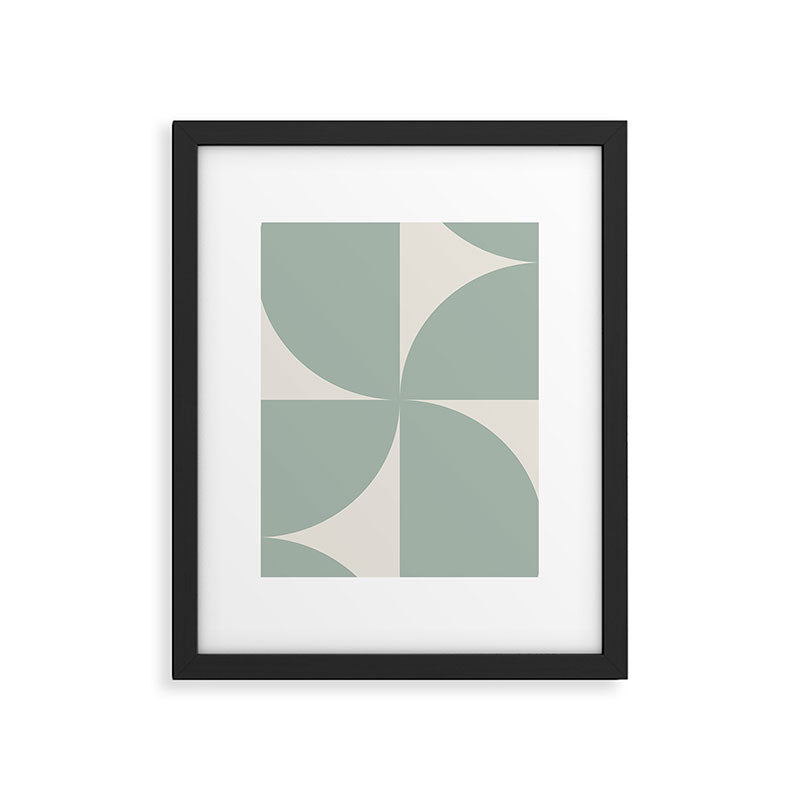 Bauhaus Mid Century Modern Geometric XII Sage Green Framed Art Print Gallery Image 6