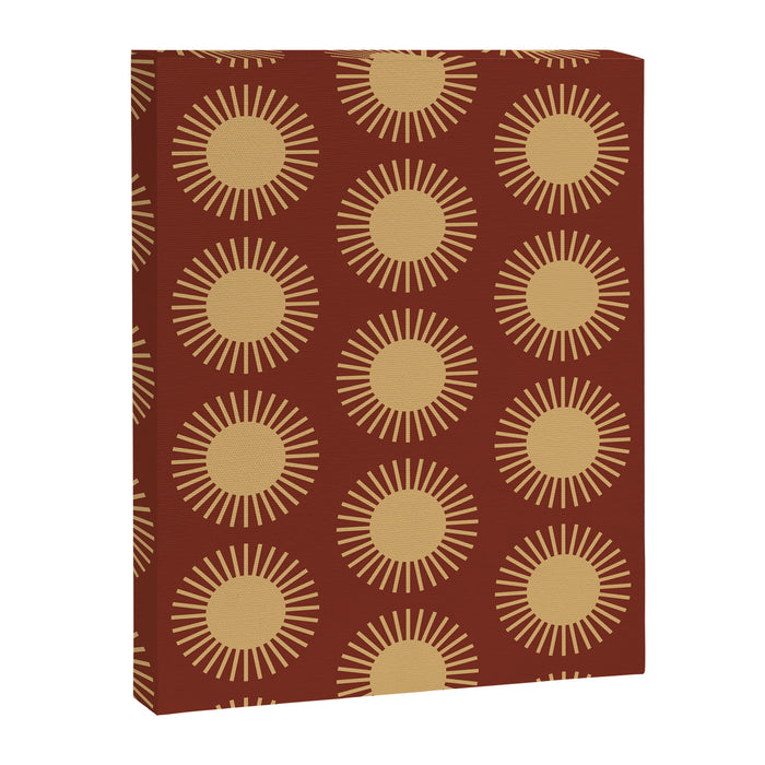 Boho Summer Sun Pattern III Brick Red Canvas Print Gallery Image 1
