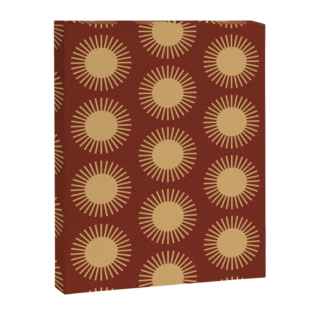 Boho Summer Sun Pattern III Brick Red Canvas Print Gallery Image 8
