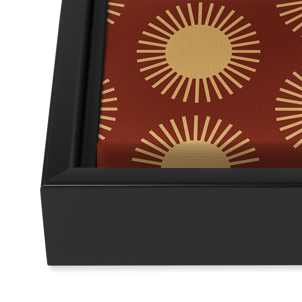 Boho Summer Sun Pattern III Brick Red Framed Canvas Print Gallery Image 3