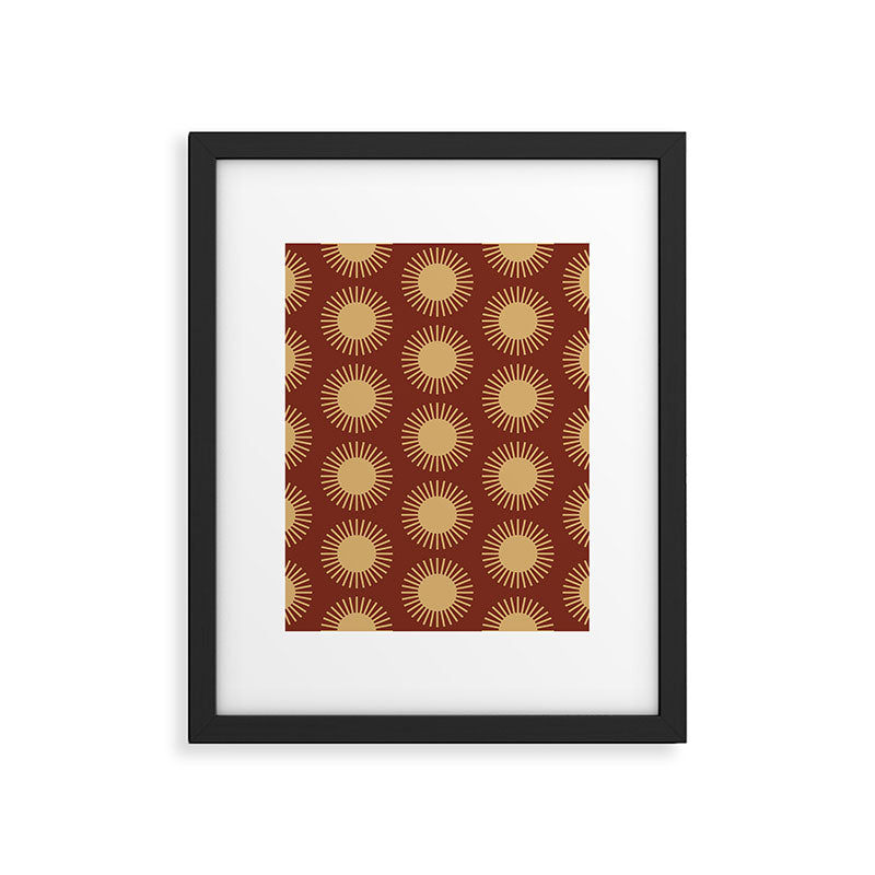 Boho Summer Sun Pattern III Brick Red Framed Art Print Gallery Image 6