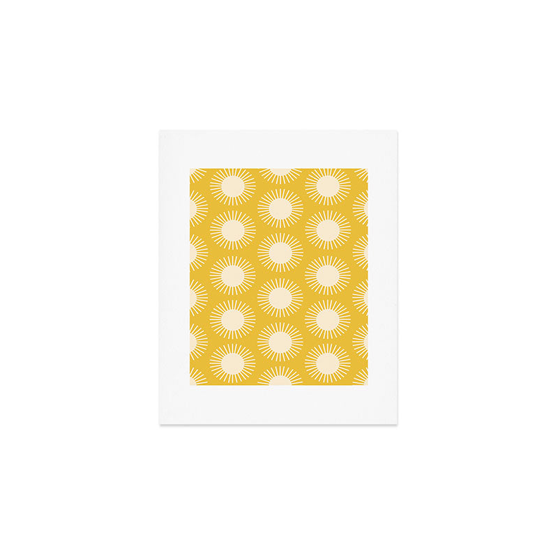 Boho Summer Sun Pattern IV Bright Yellow Art Print Gallery Image 1
