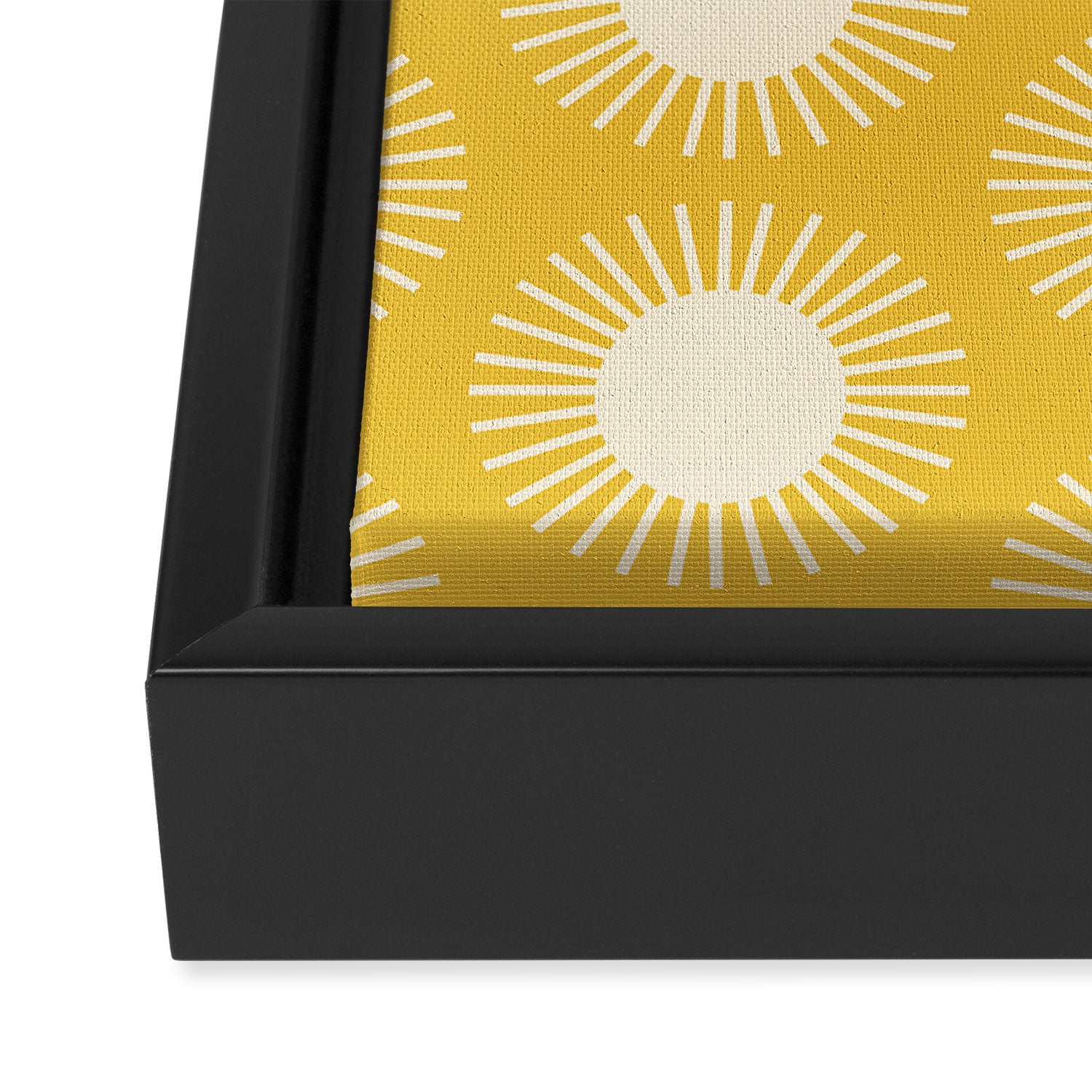 Boho Summer Sun Pattern IV Bright Yellow Framed Canvas Print Gallery Image 3
