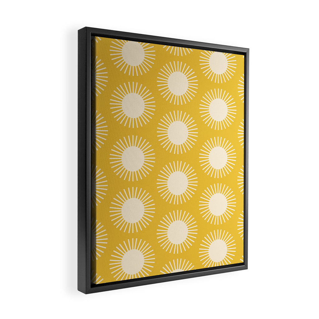 Boho Summer Sun Pattern IV Bright Yellow Framed Canvas Print Gallery Image 2