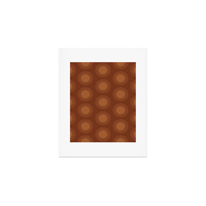 Boho Summer Sun Pattern IX Burnt Red and Orange Art Print Gallery Image 1