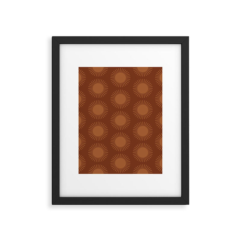 Boho Summer Sun Pattern IX Burnt Red and Orange Framed Art Print Gallery Image 6