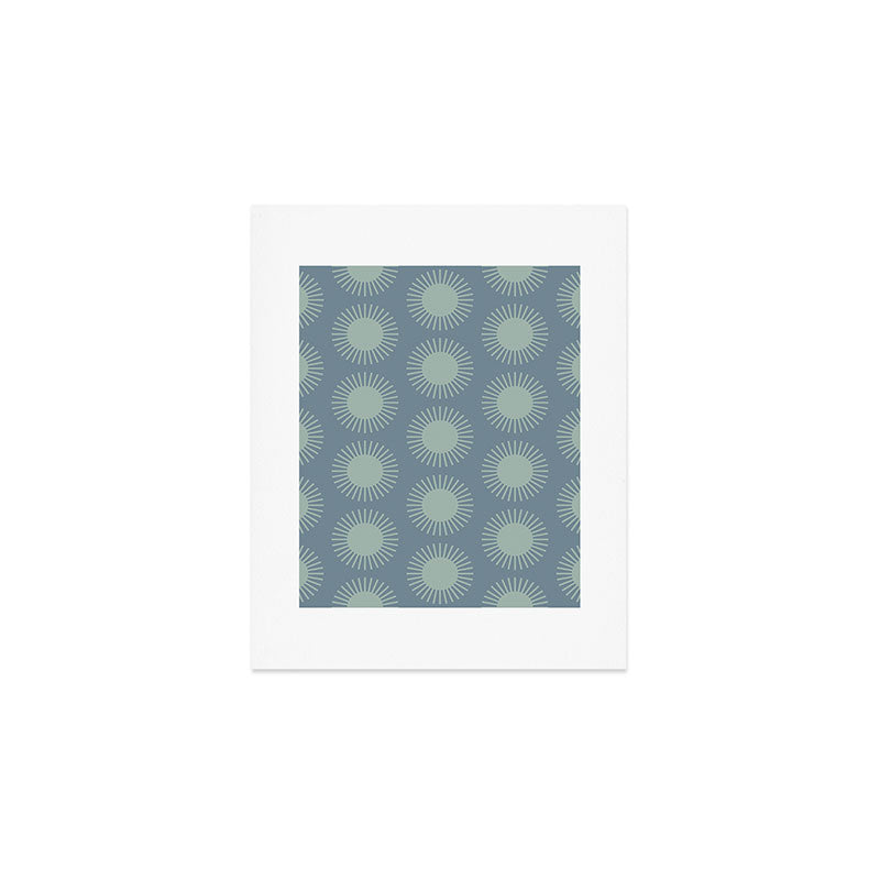 Boho Summer Sun Pattern V Neutral Blue Sage Green Art Print Gallery Image 1
