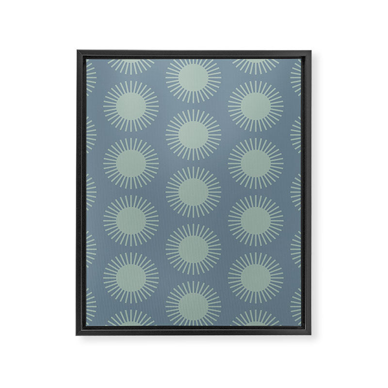 Boho Summer Sun Pattern V Neutral Blue Sage Green Framed Canvas Print Gallery Image 8