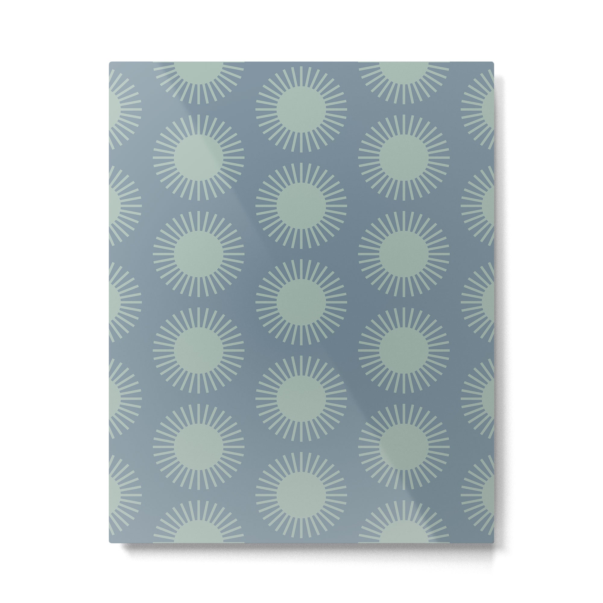 Boho Summer Sun Pattern V Neutral Blue Sage Green Metal Print Gallery Image 6