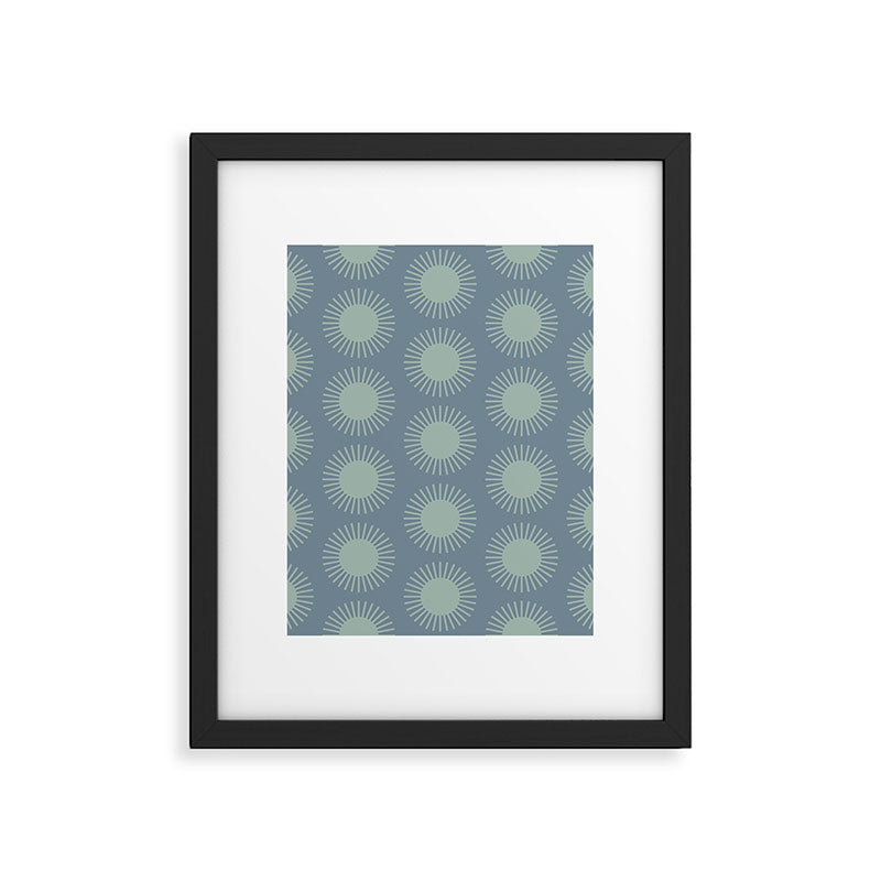 Boho Summer Sun Pattern V Neutral Blue Sage Green Framed Art Print Gallery Image 6