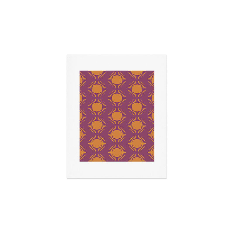 Boho Summer Sun Pattern VI Purple and Orange Art Print Gallery Image 1