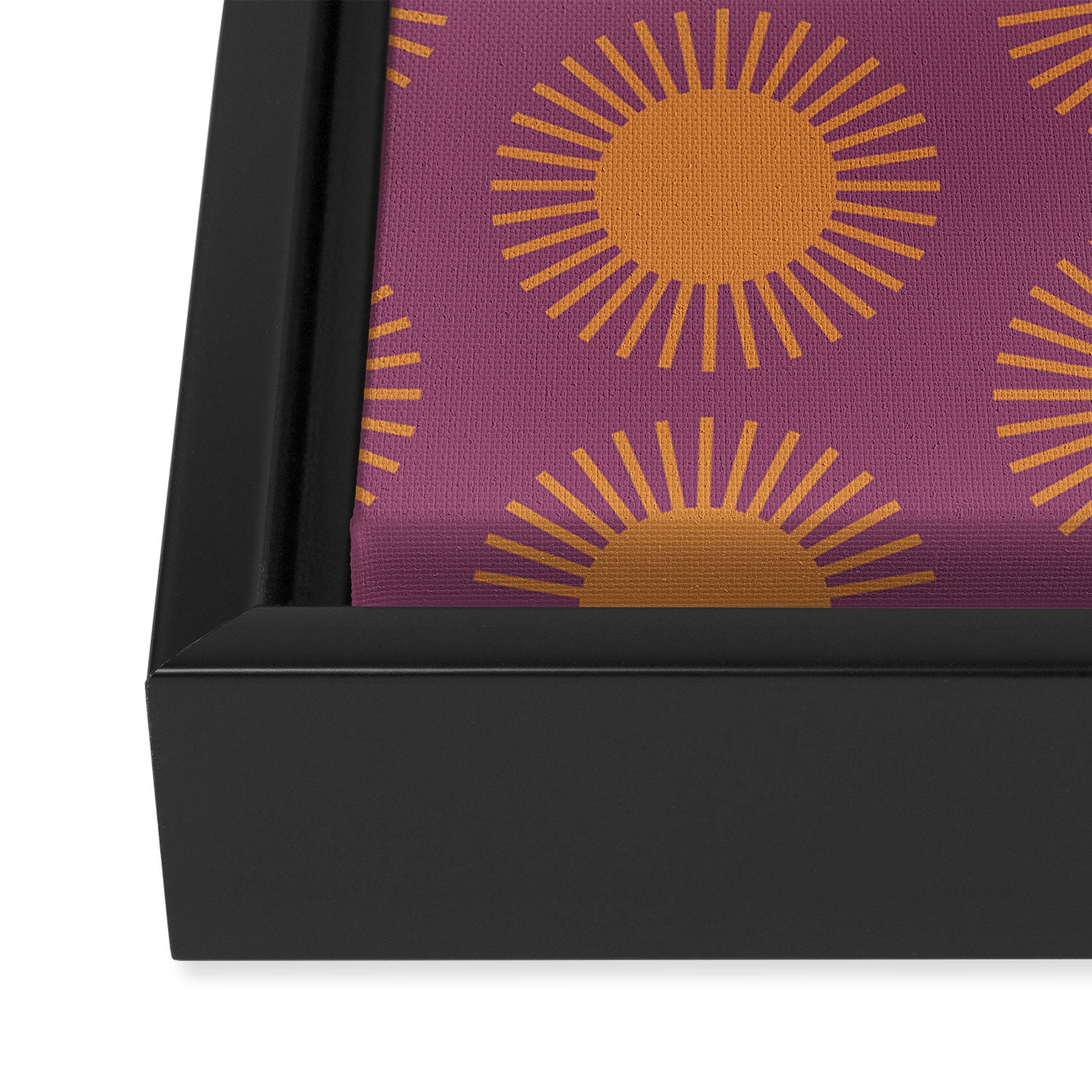 Boho Summer Sun Pattern VI Purple and Orange Framed Canvas Print Gallery Image 3