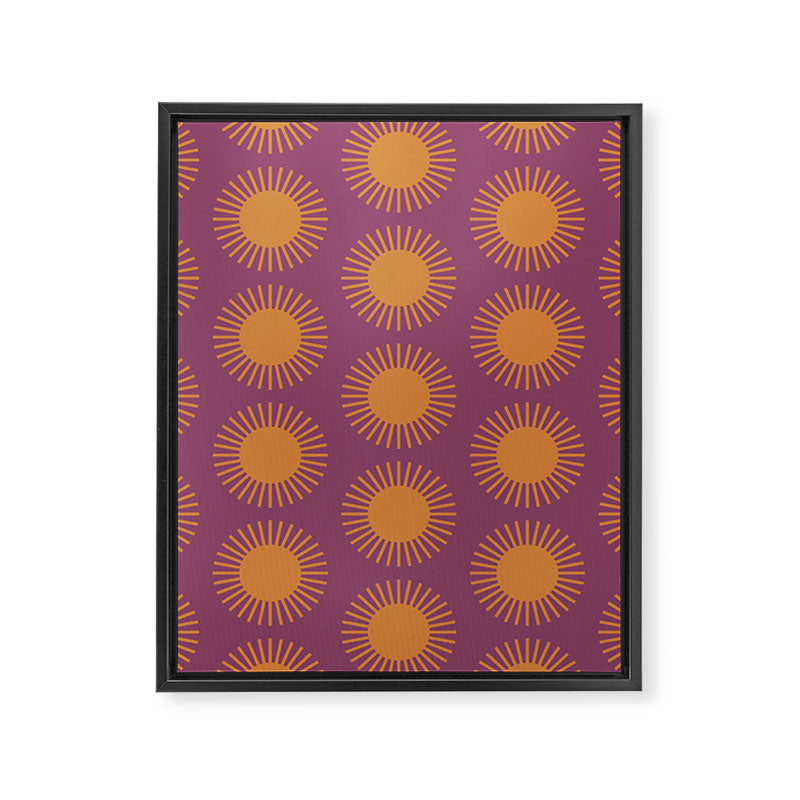Boho Summer Sun Pattern VI Purple and Orange Framed Canvas Print Gallery Image 8