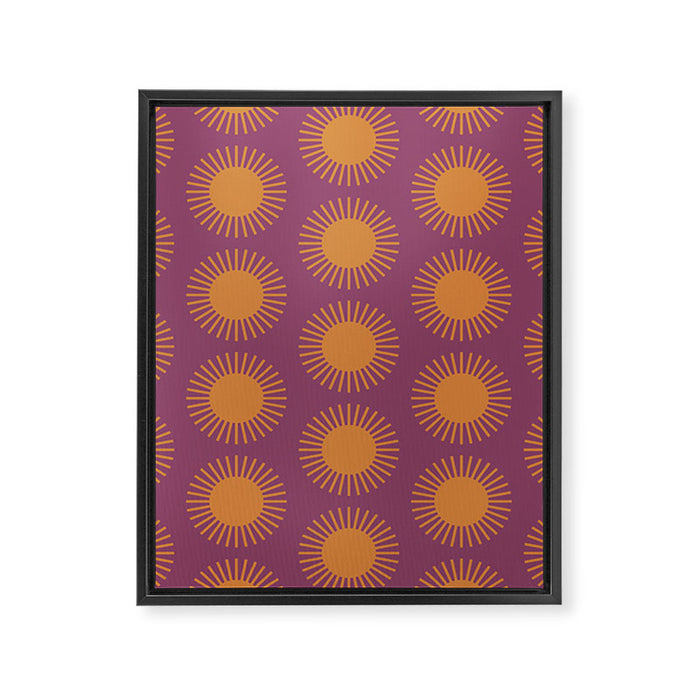 Boho Summer Sun Pattern VI Purple and Orange Framed Canvas Print Gallery Image 1