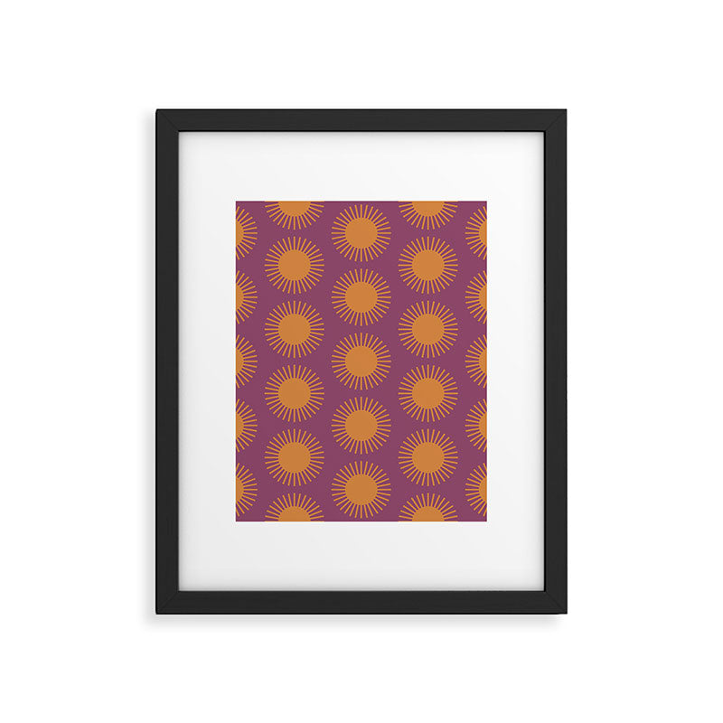 Boho Summer Sun Pattern VI Purple and Orange Framed Art Print Gallery Image 6