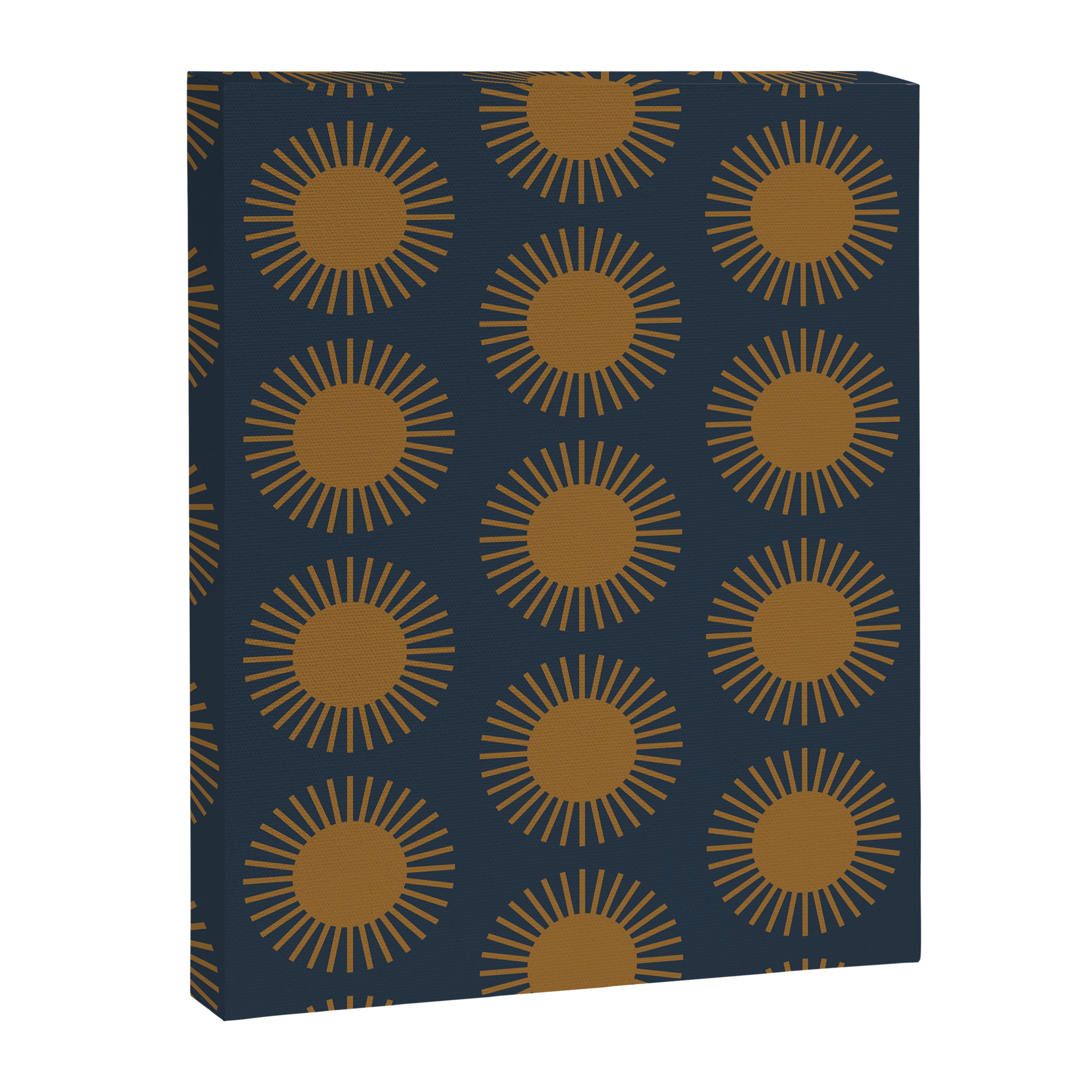 Boho Summer Sun Pattern VII Navy Blue Burnt Orange Canvas Print Gallery Image 8