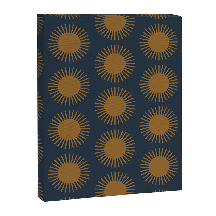 Boho Summer Sun Pattern VII Navy Blue Burnt Orange Canvas Print Gallery Image 1