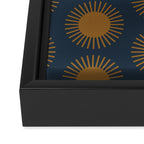Boho Summer Sun Pattern VII Navy Blue Burnt Orange Framed Canvas Print Gallery Image 3