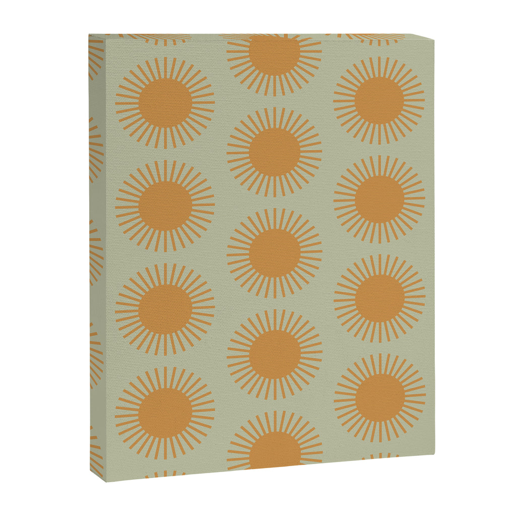 Boho Summer Sun Pattern VIII Sage and Orange Canvas Print Gallery Image 8