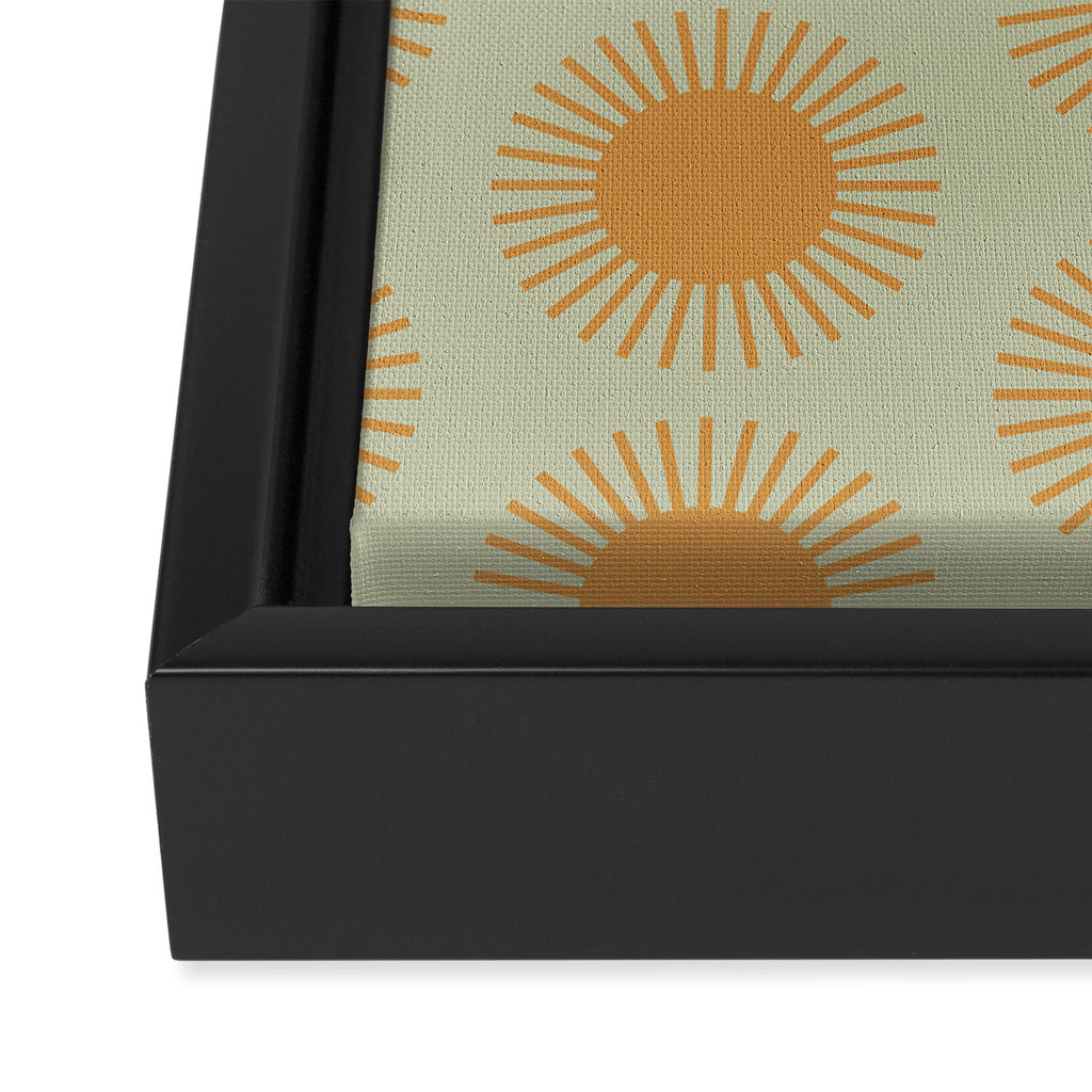 Boho Summer Sun Pattern VIII Sage and Orange Framed Canvas Print Gallery Image 3