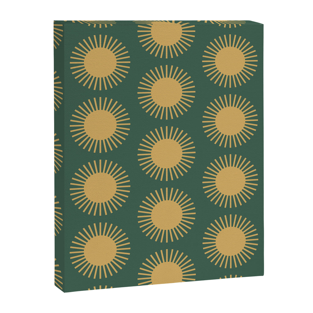 Boho Summer Sun Pattern X Kelly Green and Yellow Canvas Print Gallery Image 8