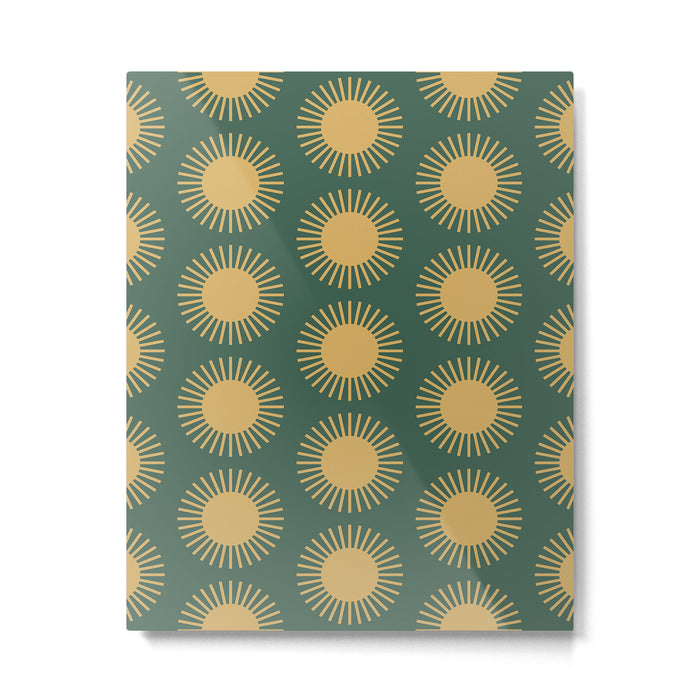 Boho Summer Sun Pattern X Kelly Green and Yellow Metal Print Gallery Image 1