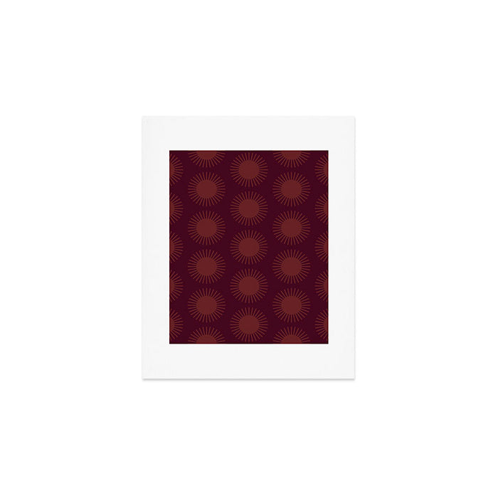 Boho Summer Sun Pattern XIII Dark Maroon Red Art Print Gallery Image 1