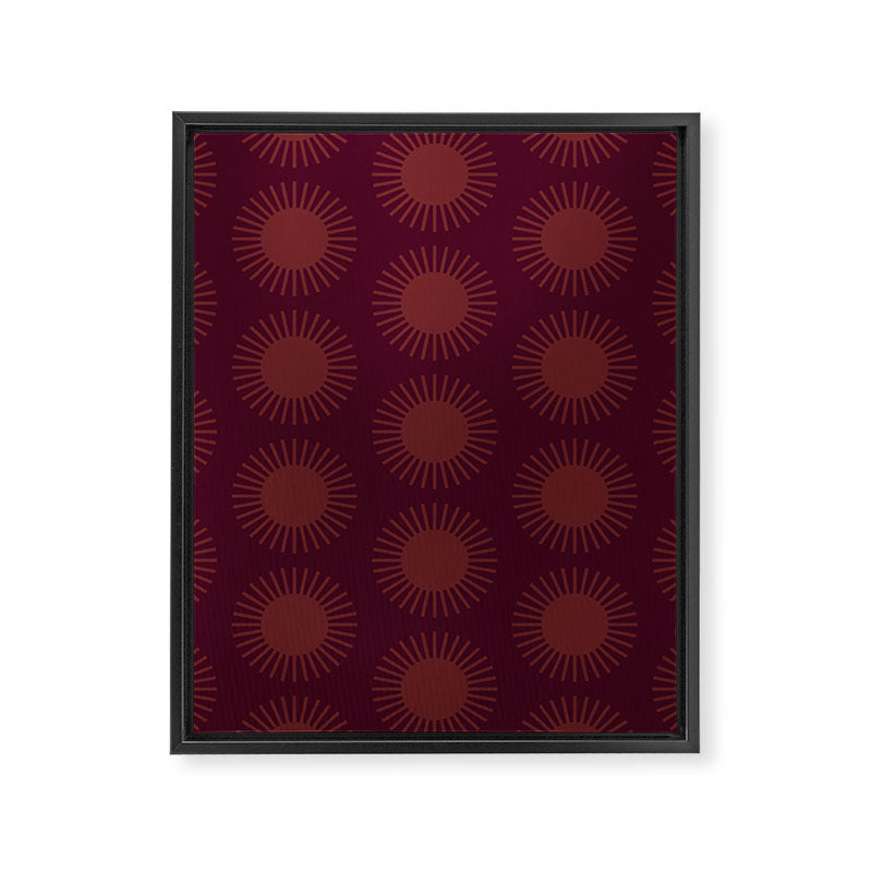Boho Summer Sun Pattern XIII Dark Maroon Red Framed Canvas Print Gallery Image 8