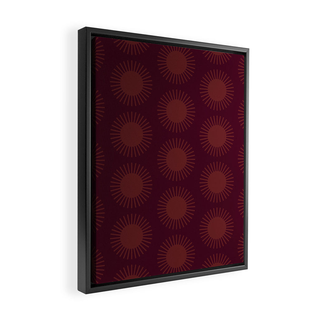 Boho Summer Sun Pattern XIII Dark Maroon Red Framed Canvas Print Gallery Image 2
