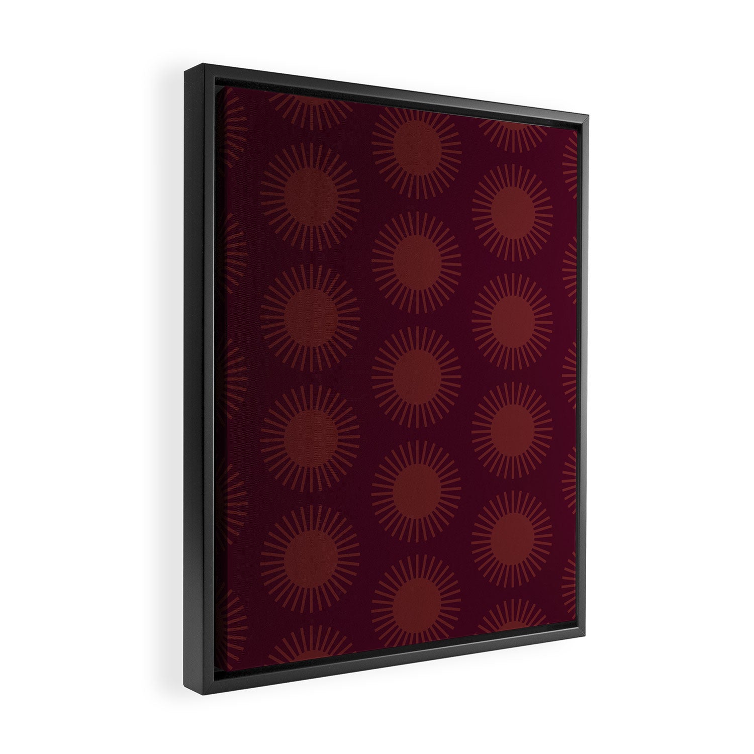 Boho Summer Sun Pattern XIII Dark Maroon Red Framed Canvas Print Gallery Image 2