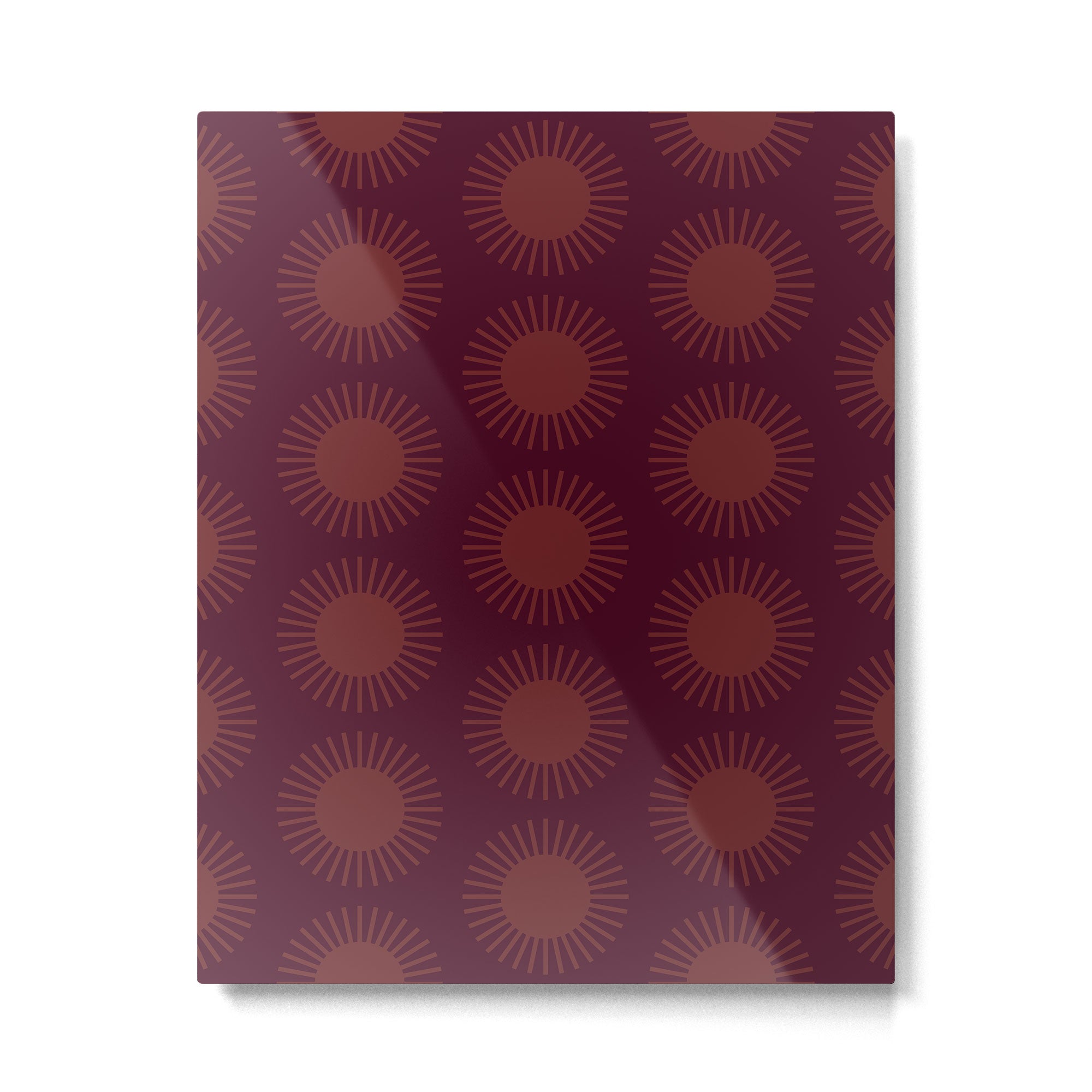 Boho Summer Sun Pattern XIII Dark Maroon Red Metal Print Gallery Image 6