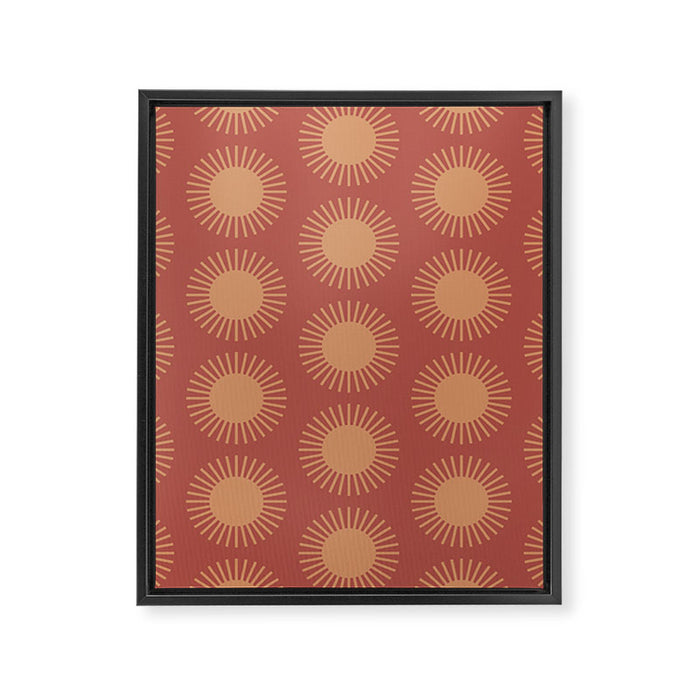 Boho Summer Sun Pattern XIV Earthy Pink and Beige Framed Canvas Print Gallery Image 1