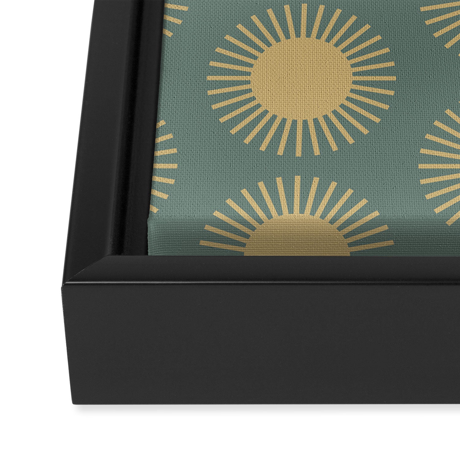 Boho Summer Sun Pattern XVI Neutral Earthy Sage Yellow Framed Canvas Print Gallery Image 3
