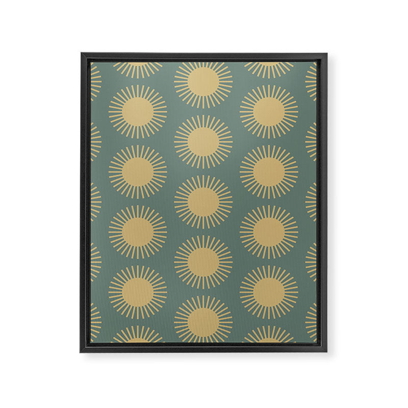 Boho Summer Sun Pattern XVI Neutral Earthy Sage Yellow Framed Canvas Print Gallery Image 8