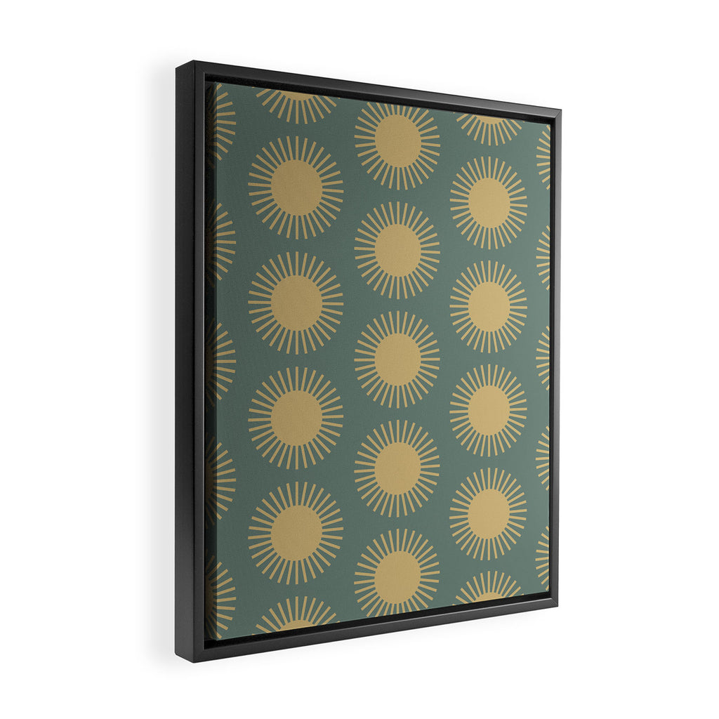 Boho Summer Sun Pattern XVI Neutral Earthy Sage Yellow Framed Canvas Print Gallery Image 2