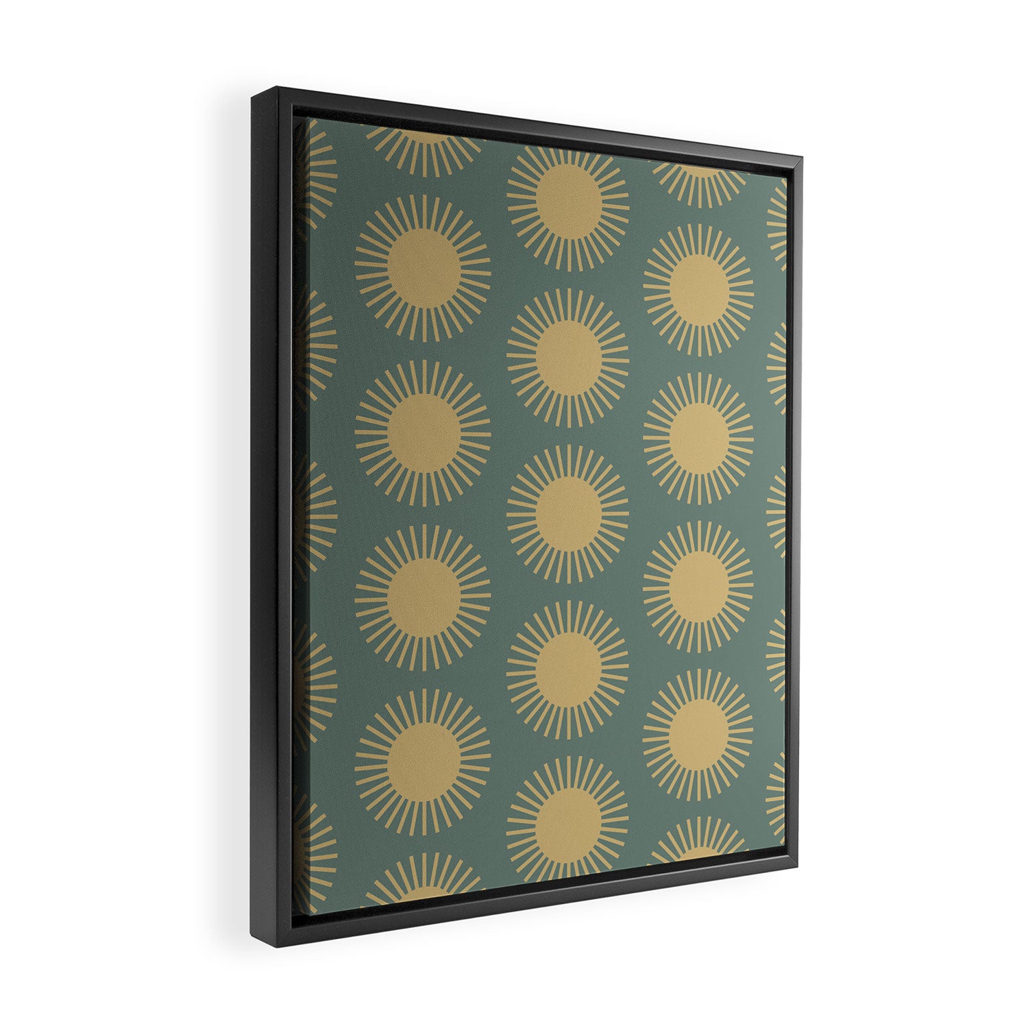 Boho Summer Sun Pattern XVI Neutral Earthy Sage Yellow Framed Canvas Print Gallery Image 2