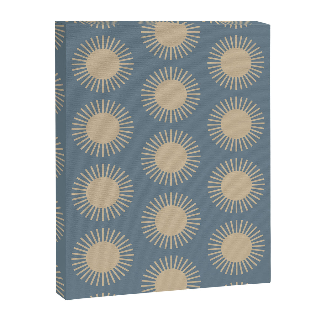 Boho Summer Sun Pattern XVII Blue and Beige Canvas Print Gallery Image 8