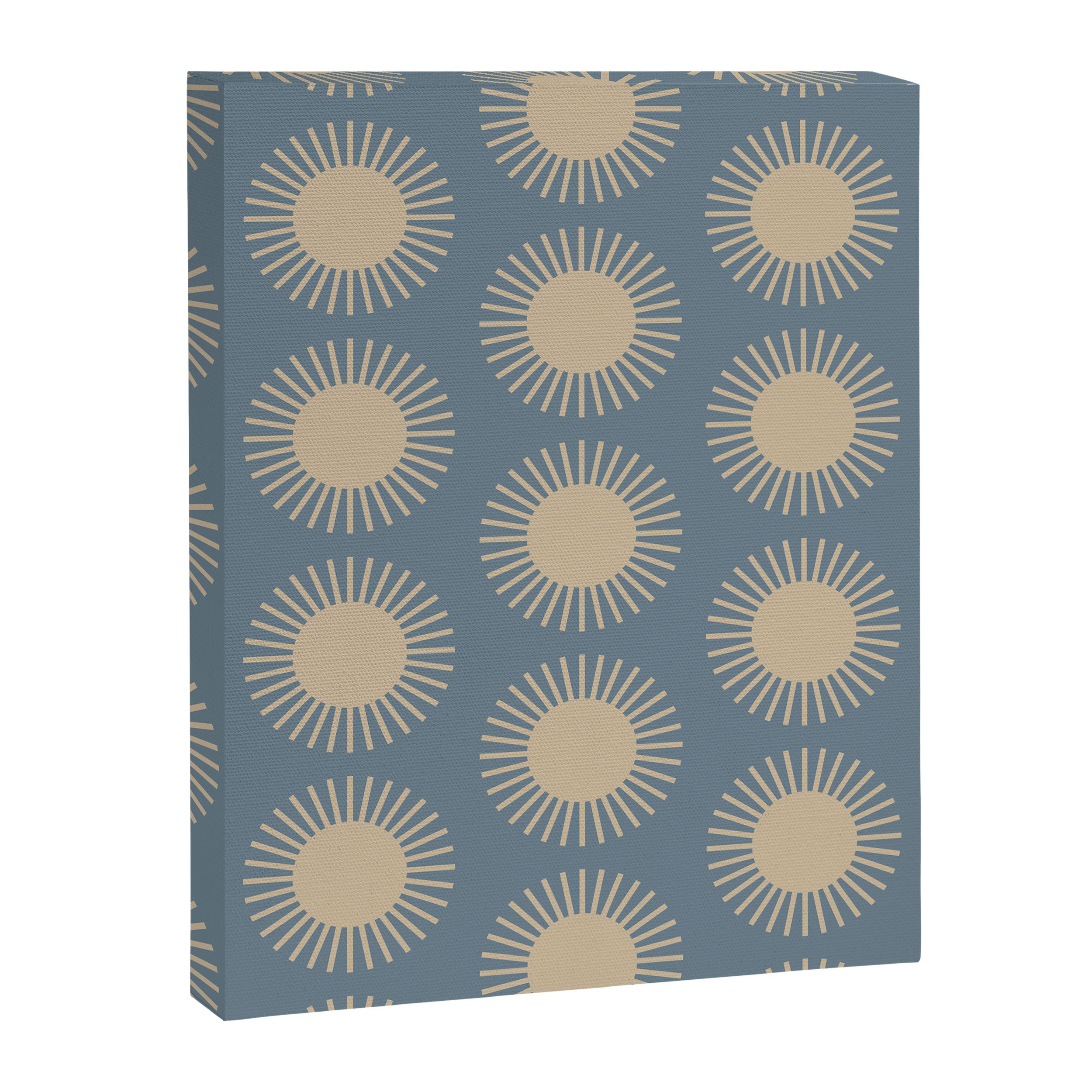 Boho Summer Sun Pattern XVII Blue and Beige Canvas Print Gallery Image 8
