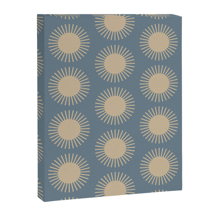 Boho Summer Sun Pattern XVII Blue and Beige Canvas Print Gallery Image 1