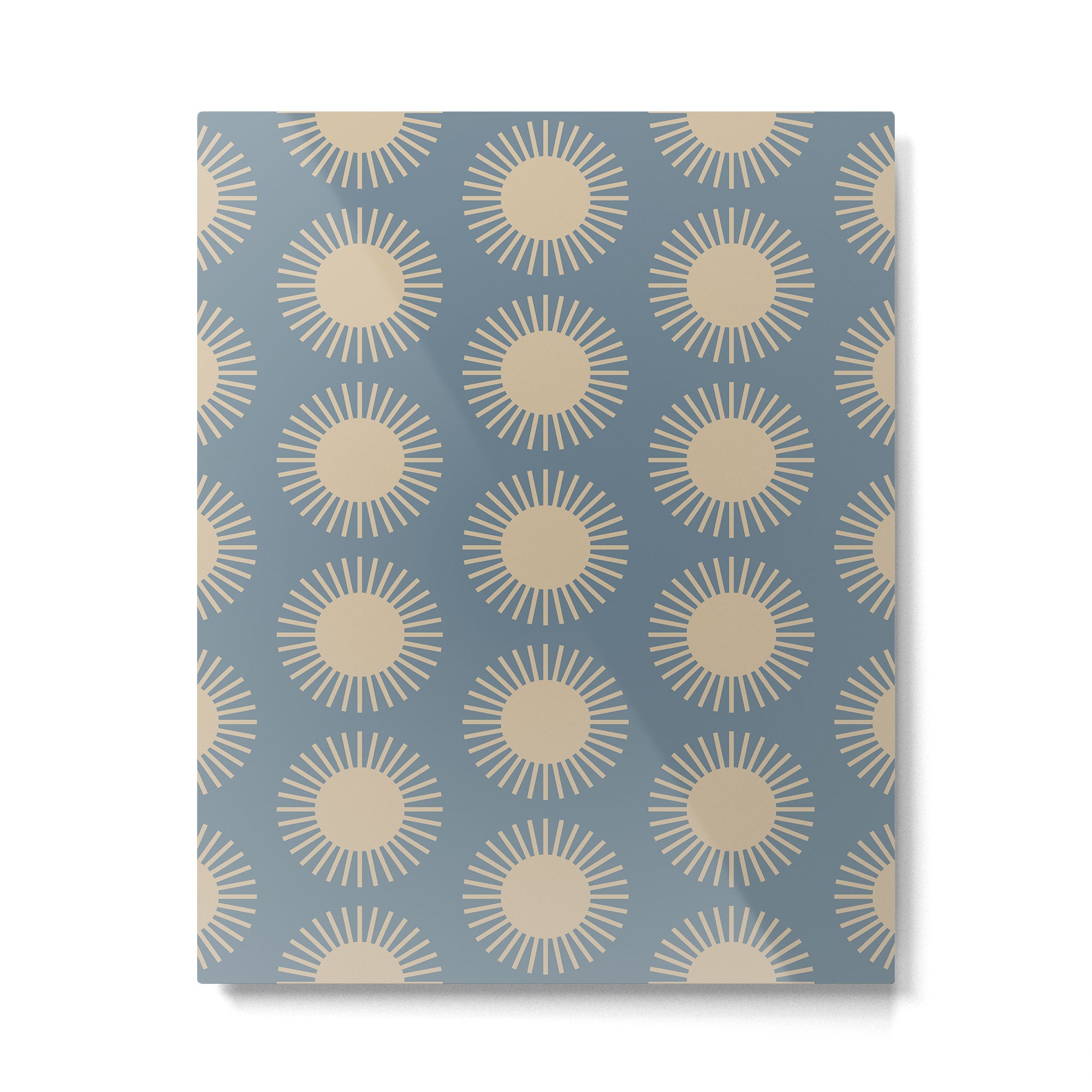 Boho Summer Sun Pattern XVII Blue and Beige Metal Print Gallery Image 6