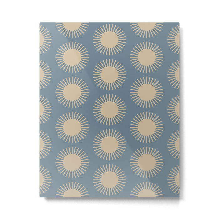 Boho Summer Sun Pattern XVII Blue and Beige Metal Print Gallery Image 1