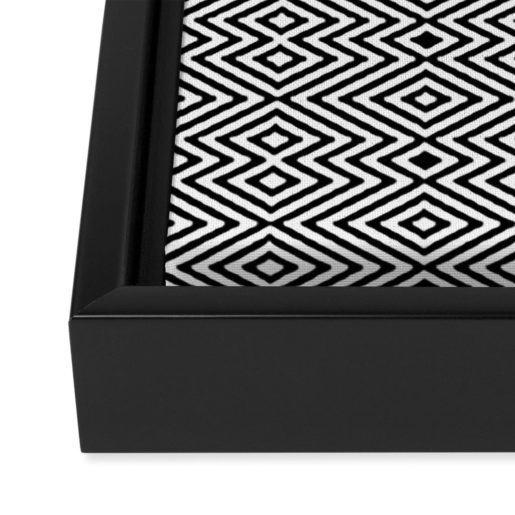 Boho Western Geometric Pattern VIII Black and White Framed Canvas Print Gallery Image 3