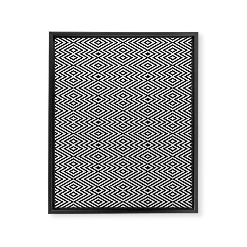 Boho Western Geometric Pattern VIII Black and White Framed Canvas Print Gallery Image 8