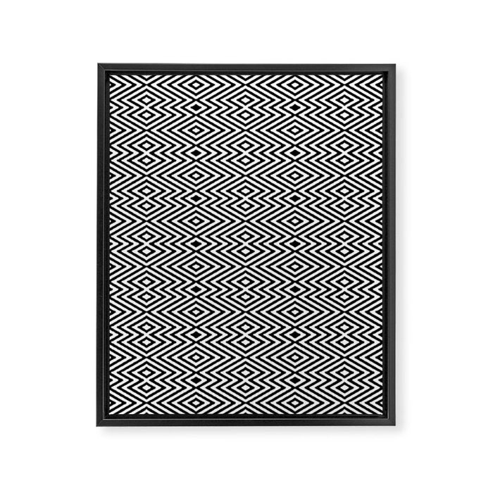 Boho Western Geometric Pattern VIII Black and White Framed Canvas Print Gallery Image 1