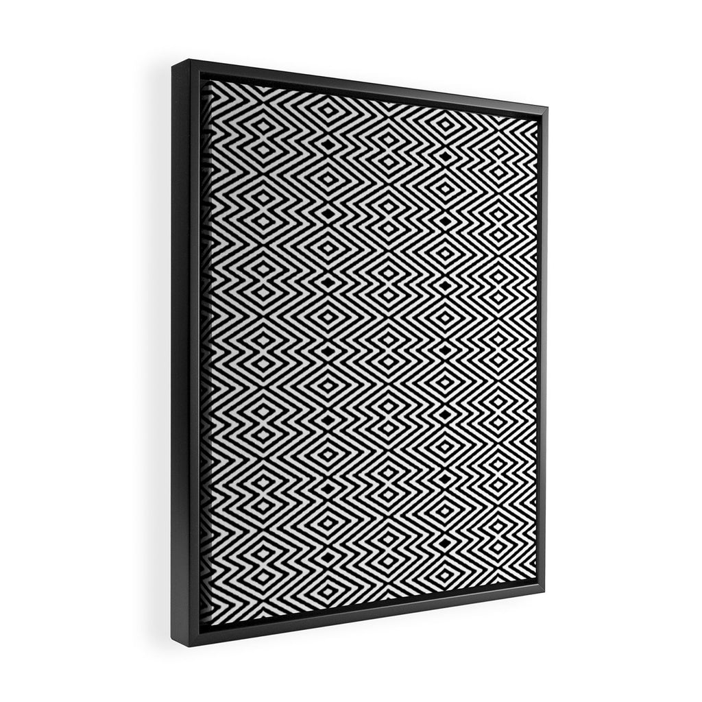 Boho Western Geometric Pattern VIII Black and White Framed Canvas Print Gallery Image 2