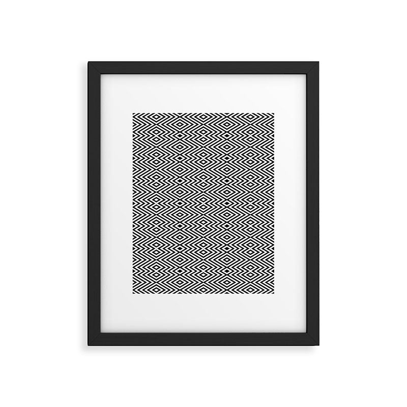 Boho Western Geometric Pattern VIII Black and White Framed Art Print Gallery Image 6