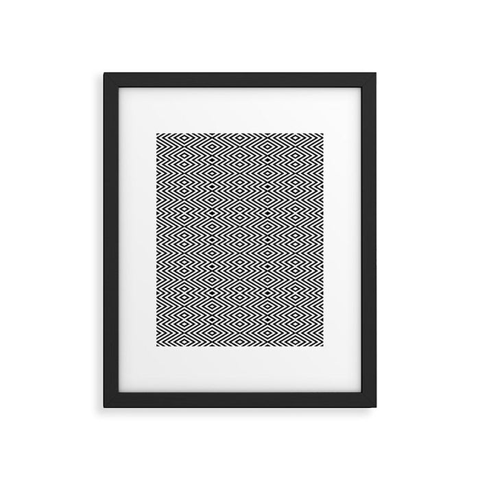Boho Western Geometric Pattern VIII Black and White Framed Art Print Gallery Image 1